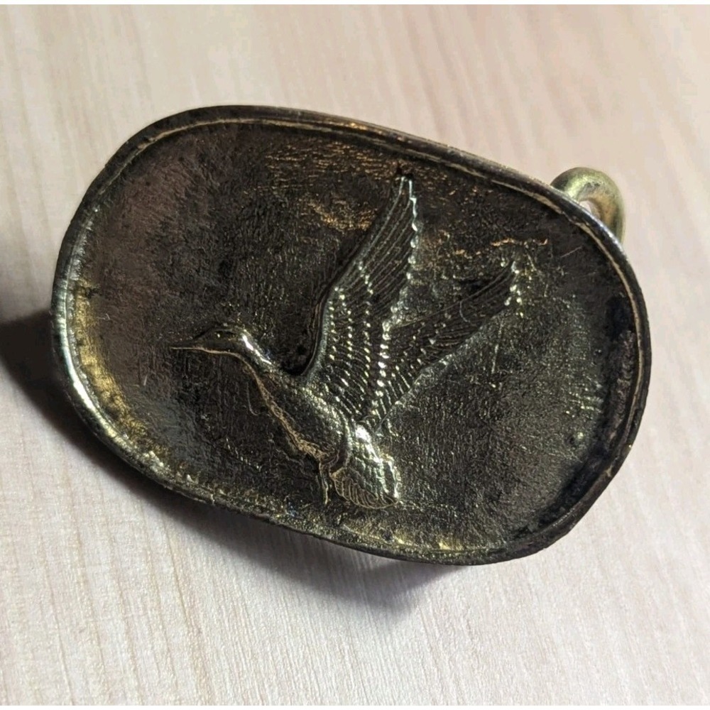 Vintage Goose Mallard Duck Solid Brass Small Belt Buckle Avian Hunting‎ Outdoors